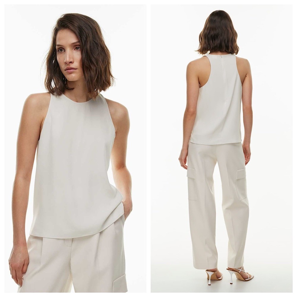 Aritzia Babaton Propose Tank Top Womens Sz XL Cream Sleeveless High Neck